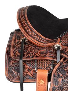 Sillín occidental mecanizado a mano con tallado para carreras de barriles | Sillín inglés de primera calidad, sillín de cuero para montar a caballo - Product Image 2