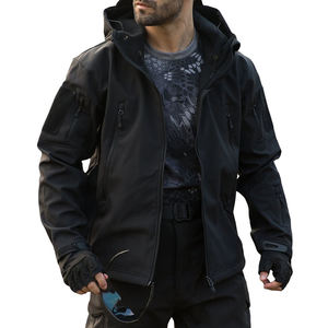 Veste softshell noire pour homme, coupe-vent, fermeture éclair, vêtements d'extérieur - Product Image 4