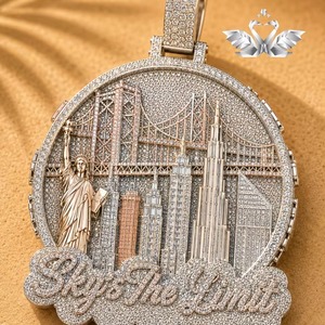 Pendentif Hip Hop Unisexe en Argent 925 Sertissage Griffe avec Moissanite Taille Brillant et Perle d'Eau Douce Qualité Supérieure Clarté VVS - Product Image 3