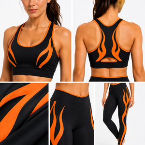 Conjunto de Yoga para Mujer con Paneles en Contraste, Leggings de Cintura Alta, Sujetador Deportivo, Ropa Deportiva para Gimnasio y Entrenamiento - Product Image 5