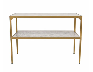Gold Finish Coffee <b>Table</b> Marble Look Top Metal Side <b>Table</b> Modern Living Room <b>Sofa</b> End <b>Table</b> - Product Image 1