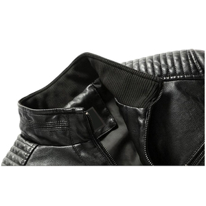 <b>Long</b> Sleeves High Quality Zipper Pockets Fur Style PU Leather <b>Jackets</b> for <b>Men's</b> Sports Wearing Leather <b>jacket</b> for <b>men</b> - Product Image 4