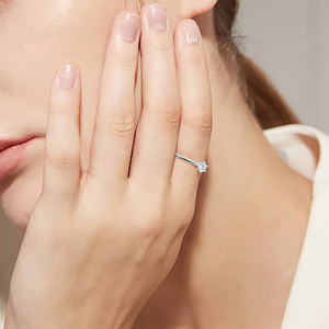 Anillo de compromiso de oro blanco de 14K con diamante solitario de corte redondo cultivado en laboratorio, color DEF, claridad VS VVS, joyería fina al por mayor - Product Image 4