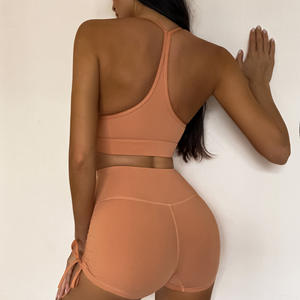 Ensemble de yoga respirant pour le sport : haut de yoga, soutien-gorge de sport athlétique, vêtements de fitness, tenue de sport croisée à taille haute - Product Image 1