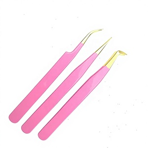 Ensemble de pinces à cils personnalisées de marque TS005/10 en acier inoxydable, antistatiques, à pointe lisse, durables pour la manucure des sourcils/cils, personnalisables - Product Image 1