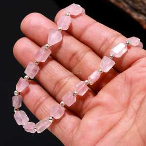 Collar de Cuentas de Cuarzo Rosa Facetado AAA, Joyería Artesanal de Piedras Preciosas de Cuarzo Rosa, Elegante Collar de Piedra de Nacimiento de Mayo - Product Image 4