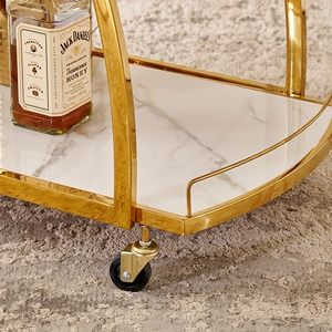 Carrito de Bar Metálico con Acabado Dorado, Carrito Rodante para Bebidas, Carrito de Servicio de Bebidas de Lujo, Mueble de Bar Contemporáneo para el Hogar, Elegante Bar Dorado - Product Image 6