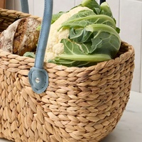 Panier de courses en jacinthe d'eau tissé à la main avec des poignées douces, panier cadeau écologique en provenance de l'artisanat vietnamien