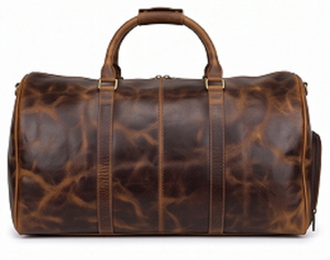 Bolsa de Viaje de Fin de Semana Gravs Premium, de Cuero Marrón Desgastado de Grano Completo, Modelo DF14, para Hombre, para Viajes Cortos, Grande, de Alta Calidad - Product Image 2