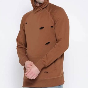 Sweat-shirt à col roulé marron pour homme, manches raglan, tricot en coton, sweat-shirt décontracté avec poches, coupe classique, style automne - Product Image 6