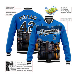Veste de sport personnalisée pour homme, bleu, imprimé ville d'Amsterdam, sublimation, boutons sur le devant, vêtement décontracté d'automne, veste de sport sublimée - Product Image 2