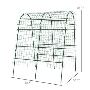 Traliccio da Giardino in Metallo Verde 57x66x81 con Rete per Piante Rampicanti e Pannelli in Legno Trattato a Pressione per Recinzioni di Fattorie e Giardini - Product Image 3