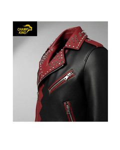Chaqueta de cuero con tachuelas Premium estilo Punk Rocker para hombre. - Product Image 2