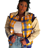 Veste universitaire personnalisée SGRHO avec manches en cuir, veste bomber brodée pour la sororité grecque Sigma Gamma Rho, vente en gros