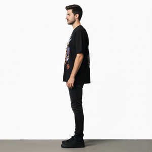 T-shirt personnalisé avec logo imprimé, effet délavé, en jersey 100% coton épais, coupe épaules tombantes, séchage rapide, pour la vente en gros - Product Image 5