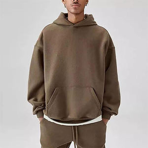 เสื้อฮู้ดดี้โอเวอร์ไซส์สีดำล้างสีสไตล์วินเทจสำหรับผู้ชาย ทรงหลวมไหล่ตก มีกระเป๋าจิงโจ้ รับผลิตแบบ OEM ODM ขายส่งเสื้อผ้า - Product Image 5