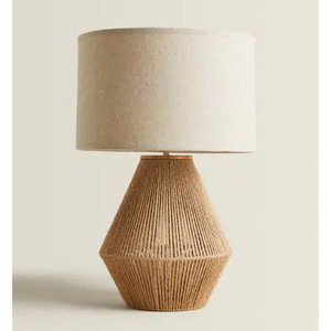 Handcrafted Jute Rope Table <b>Lamp</b> with Natural <b>Wood</b> Base Eco-Friendly Handwoven <b>Bedside</b> Desk Light Rustic Boho Nightstand <b>Lamp</b> - Product Image 2