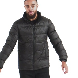Men's Winter Puffer <b>Jacket</b> Regular Length XL Quilted Bomber Style Hooded Polyester Nylon Shell <b>Light</b> Sublimation Technique Men - Product Image 2