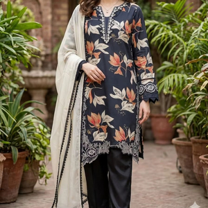 เครื่องประดับแฟชั่น ชุดส่าหรีอินเดีย ปากีสถาน งานปักดีไซเนอร์ ผ้าฝ้าย ผ้าไหม ชุดสำหรับงานเทศกาล งานปาร์ตี้ ชุดส่าหรีผู้หญิง ดีไซน์ล่าสุดสำหรับเด็กผู้หญิง - Product Image 1