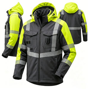 Veste de sécurité haute visibilité classe 2, imperméable, réfléchissante, avec capuche et poches, jaune et noir, pour travaux de construction - Product Image 6
