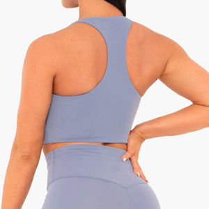 Conjunto de Yoga para Mujer, Top Corto Deportivo, Leggings de Cintura Alta, Color Sólido, Ropa Deportiva sin Costuras, Transpirable, para Gimnasio, con Elasticidad en 4 Direcciones - Product Image 4