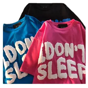 wholesale custom men's t-shirts puff print oversized 100% cotton heavy weight 300gsm t shirt