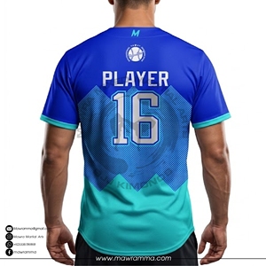 Camiseta de Béisbol Geométrica MAWRA Personalizada, Uniforme de Equipo Sublimado, Ropa Deportiva Transpirable Azul Turquesa para Hombre y Mujer, Camiseta Personalizada - Product Image 2