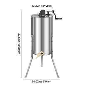 Smielatore Manuale a 2 Telai con Coperchio Trasparente, Tamburo in Acciaio Inossidabile, Altezza Regolabile, per Aziende Agricole - Product Image 4