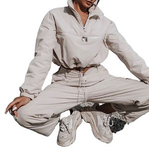 Ensemble survêtement femme personnalisé 2024, survêtement à demi-zip, haut de jogging, veste coupe-vent, ensemble pantalon deux pièces - Product Image 3