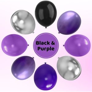 67 Palloncini in Lattice da 12 Pollici Viola, Nero e Argento per Decorazioni di Compleanno, Laurea, Addio al Nubilato e Halloween - Product Image 3