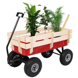 Carrelli e Carriole da Giardino 97x43x78cm in Ferro e Legno a Quattro Ruote - Product Image 1
