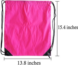 Yellow Waterproof Drawstring Gym Bag Polyester Sports <b>Backpack</b> Reusable Travel Softback for Outdoor Activities - Product Image 5