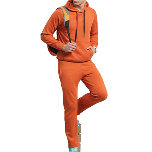 Conjunto Deportivo Unisex con Capucha Naranja, Sudadera y Pantalones de Manga Larga, Color Sólido, Casual, Transpirable, Ligero, con Estampado Acid Wash - Product Image 5