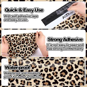 Pochette d'expédition en polyéthylène motif guépard, sac d'emballage plastique auto-adhésif motif léopard - Product Image 6