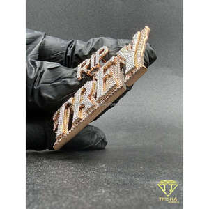 Moissanite Diamond Custom RIP TREY Pendant Iced Out Hip Hop Necklace <b>Memorial</b> Jewelry <b>Gift</b> - Product Image 4