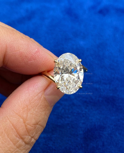 แหวนเพชร 4 กะรัต ทองคำขาว 18K เพชรเพาะเลี้ยงในห้องปฏิบัติการ แหวนหมั้นแบบโซลิแทร์สุดหรู เครื่องประดับเจ้าสาวดีไซน์โดดเด่น สง่างาม เหมาะสำหรับการขอแต่งงาน - Product Image 1