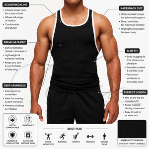 Camisetas sin Mangas para Hombre, Elegantes y a la Moda, de Algodón, Precio Bajo, Alta Calidad, Tela Transpirable - Product Image 5