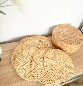 BOHO Rattan Trivet Mats And Pads 300 Mm Diameter Bohemian Rattan <b>Placemats</b> <b>Round</b> Woven Table Mats - Product Image 6