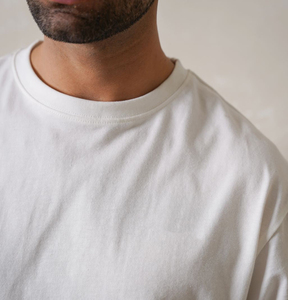 T-shirt pour homme en coton blanc à col rond, manches courtes, coupe classique, couleur unie, style décontracté, épaules tombantes - Product Image 5