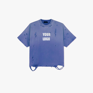 T-shirt respirant pour homme, coupe ajustée, en coton, effet vieilli, confortable, nouvelle collection, vente chaude - Product Image 1