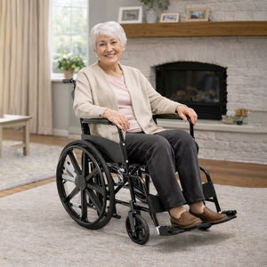 Fauteuil roulant manuel classique léger pliable pour personnes handicapées, personnes âgées, confortable, durable, aide à la mobilité, siège en acier pour intérieur - Product Image 2