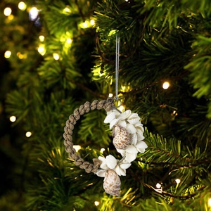 Natural Woven Rattan <b>Christmas</b> Wreath Ornament Featuring Fabric Bow Strap And Leather Tag For Holiday <b>Tree</b> Hanging Display - Product Image 6
