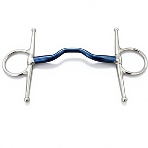 Bocado de Acero Inoxidable para Caballo con Boquilla Azul y Anillas Plateadas, Equipo de Entrenamiento de Alta Calidad para Montar a Caballo - Product Image 3