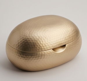 Contenedor Ovalado de Lujo para Frutos Secos con Acabado Dorado Cepillado, Caja de Almacenamiento de Dátiles con Ranura para Dedos, Organizador de Alimentos, Caja de Hojalata - Product Image 1