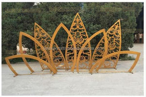 Accessoires en métal doré pour mariage en plein air, décoration, accessoires en métal de forme ovale, idées de passerelle de mariage, passerelle de mariage occidentale, accessoires en métal - Product Image 2