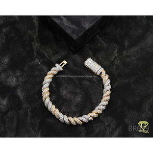 Luxury Statement <b>Bracelet</b> Featuring Interwoven White and Yellow Gold Links Covered with Sparkling Moissanite - Product Image 5