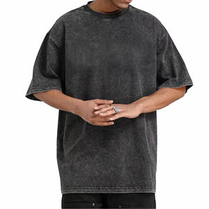 Camiseta de gimnasio vintage oversize con cuello alto y hombros caídos, lavado ácido, en blanco, para hombre, venta al por mayor, ODM, personalizada - Product Image 2