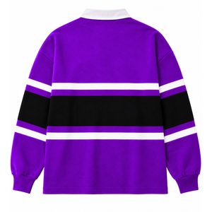 Camiseta de rugby extragrande de bloques de color para mujer NCVW, manga larga, cuello vuelto, bordado con letras griegas, jersey universitario - Product Image 4