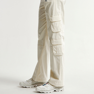 Women Cargo Pants Solid Color Canvas Mid Waist Elastic <b>Ankle</b>-Length Casual Pants With Pockets Breathable Woven Fit Regular - Product Image 1