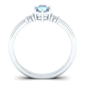 Bague en or blanc 14 carats avec diamant certifié IGI taille brillant rond 0,5 carat et pierre précieuse aigue-marine, prix de gros REYES - Product Image 4